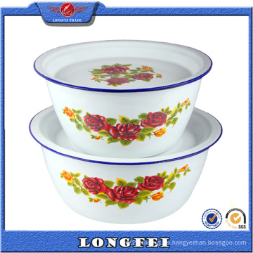 Einfache Reinigung und Gesundheit 6 PCS Enamel Finger Bowl mit flachen Abdeckung